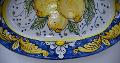 Piatto ornamentale ovale da parete con limoni Produzione artigianale di Santo Stefano di Camastra Lunghezza 25cm