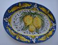 Piatto ornamentale ovale da parete con limoni Produzione artigianale di Santo Stefano di Camastra Lunghezza 25cm