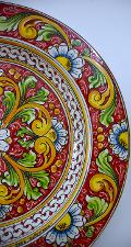 Piatto floreale in ceramica siciliana da parete Produzione artigianale di Caltagirone Diametro 55cm
