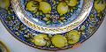 Piatto ornamentale con limoni in ceramica siciliana da parete Produzione artigianale di Caltagirone Diametro 55cm