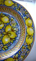 Piatto con limoni in ceramica da parete Produzione artigianale di Caltagirone Diametro 55cm