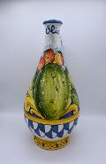 Oliera con fichi d'india in ceramica Produzione artigianale di Santo Stefano di Camastra h.30 cm