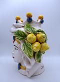 Teste di moro con limoni h.20 cm Produzione artigianale di Caltagirone decorate