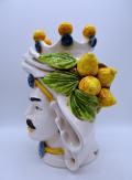 Coppia Teste di moro con limoni h.20 Produzione artigianale di Caltagirone decorate