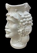 Coppia Teste di Morocon frutta moderne bianche monocolore Produzione artigianale di Caltagirone H 25cm