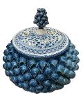 Biscottiera pigna decorata blu antico Produzione artigianale di Caltagirone H 25cm