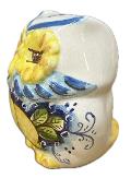 Civetta in ceramica decorata con limoni Produzione artigianale di Caltagirone H 15cm