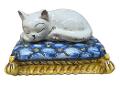 Gatto sul cuscino Produzione artigianale di Caltagirone H 11cm