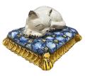 Gatto sul cuscino Produzione artigianale di Caltagirone H 11cm