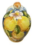 Saliera a salvadanaio decoro floreale con limoni Produzione artigianale Santo Stefano di Camastra H 20cm