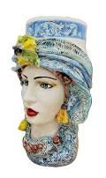 Teste di moro con limoni Produzione artigianale di Caltagirone H 38cm
