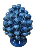 Pigna siciliana in ceramica monocolore blu Produzione artigianale di Caltagirone H 12cm