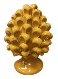 Pigna siciliana in ceramica monocolore giallo senape Produzione artigianale di Caltagirone H 12cm