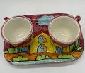 Tet a Tet servizio da caffè, due tazzine e vassoio in ceramica Produzione artigianale Santo Stefano di Camastra Lunghezza 19cm