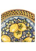 Piatto con limoni in ceramica siciliana da parete Produzione artigianale di Caltagirone diametro 43cm
