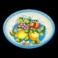 Ciotola centrotavola in ceramica siciliana con limoni melograni e uva Produzione artigianale di Santo Stefano di Camastra Diametro 30cm