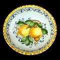 Ciotola centrotavola in ceramica siciliana con limoni e margherite decoro giallo e bianco Produzione artigianale di Santo Stefano di Camastra Diametro 20cm