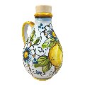 Oliera con manico in ceramica siciliana decoro con limoni Produzione artigianale di Caltagirone h.15cm