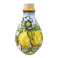 Oliera con manico in ceramica siciliana decoro con limoni Produzione artigianale di Caltagirone h.15cm