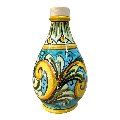 Oliera in ceramica siciliana decoro ornato barocco giallo e verde Produzione artigianale di Caltagirone h.15cm