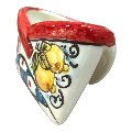 Porta biglietti da visitia in ceramica siciliana decoro carretto con limoni e fichi d'india Produzione artigianale  di Caltagirone Lunghezza 12cm