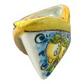 Porta biglietti da visitia in ceramica siciliana decoro ornato con limoni Produzione artigianale  di Caltagirone Lunghezza 12cm