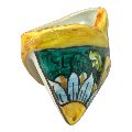 Porta biglietti da visitia in ceramica siciliana decoro ornato giallo con fondo verde Produzione artigianale  di Caltagirone Lunghezza 12cm