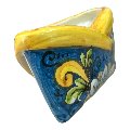 Porta biglietti da visitia in ceramica siciliana decoro ornato giallo con fondo blu Produzione artigianale  di Caltagirone Lunghezza 12cm