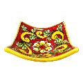 Svuota tasche/Porta caramelle in ceramica siciliana decoro ornato floreale giallo su fondo rosso Produzione artigianale di Caltagirone Lunghezza 25cm