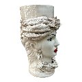 Teste di moro con turbante decoro fumé Produzione artigianale  di Caltagirone h.40cm