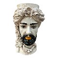 Teste di moro con turbante decoro fumé Produzione artigianale  di Caltagirone h.40cm