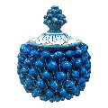 Biscottiera pigna in ceramica siciliana decoro blu antico Produzione artigianale  di Caltagirone Diametro 15cm