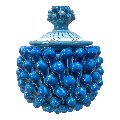 Biscottiera pigna in ceramica siciliana decoro blu antico Produzione artigianale  di Caltagirone Diametro 15cm