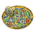 Sottobottiglia con tappo in ceramica siciliana decoro ornato barocco Produzione artigianale di Santo Stefano di Camastra Diametro 12cm