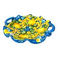 Centrotavola smerlato con manici con limoni decoro ornato barocco giallo e blu Produzione artigianale di Santo Stefano di Camastra Diametro 30cm