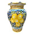 Giara smerlata portaombrelli in ceramica siciliana con limoni decoro blu Produzione artigianale di Caltagirone h.50cm