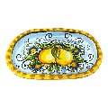 Set 2 tazzine da caffé in ceramica siciliana con vassoio decoro limoni Produzione artigianale di Caltagirone h.6cm