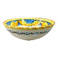 Ciotola centrotavola in ceramica siciliana decoro floreale barocco ornato giallo Produzione artigianale di Santo Stefano di Camastra Diametro 25cm