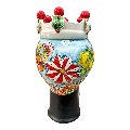 Coppia Teste di moro in ceramica siciliana viso nero opaco decoro carretto siciliano Produzione artigianale di Caltagirone h.50cm