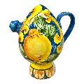 Bummulo malandrino in ceramica con limoni decoro blu Produzione artigianale di Santo Stefano di Camastra h.15cm