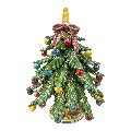 Albero di natale in ceramica siciliana decorato con madreperla palline multicolor Produzione artigianale  di Caltagirone h.28cm