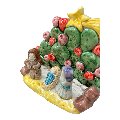 Presepe in ceramica siciliana con fichi d'india Produzione artigianale di Caltagirone h.15cm