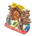 Presepe in ceramica siciliana capanna natività Produzione artigianale di Caltagirone h.15cm