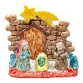 Presepe in ceramica siciliana capanna natività Produzione artigianale di Caltagirone h.15cm