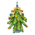 Albero di natale in ceramica siciliana decorato palline multicolor Produzione artigianale di Caltagirone h.28cm