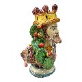 Teste di Moro mezzo busto con fichi d’india in ceramica siciliana Produzione artigianale di Caltagirone h.22 cm