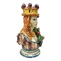 Teste di Moro mezzo busto con fichi d’india in ceramica siciliana Produzione artigianale di Caltagirone h.22 cm