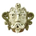 Testa di moro collezione I Miti vaso Sikano decoro verde oliva e bianco effetto marmo Produzione artigianale di Santo Stefano di Camastra h.20cm