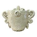 Testa di moro collezione I Miti vaso Sikano decoro verde oliva e bianco effetto marmo Produzione artigianale di Santo Stefano di Camastra h.20cm
