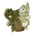 Testa di moro collezione I Miti vaso Sikano decoro verde oliva e bianco effetto marmo Produzione artigianale di Santo Stefano di Camastra h.20cm